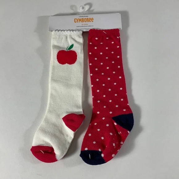 children’s place apple knee high socks and red with white dots sz 12-24 months - Picture 1 of 3